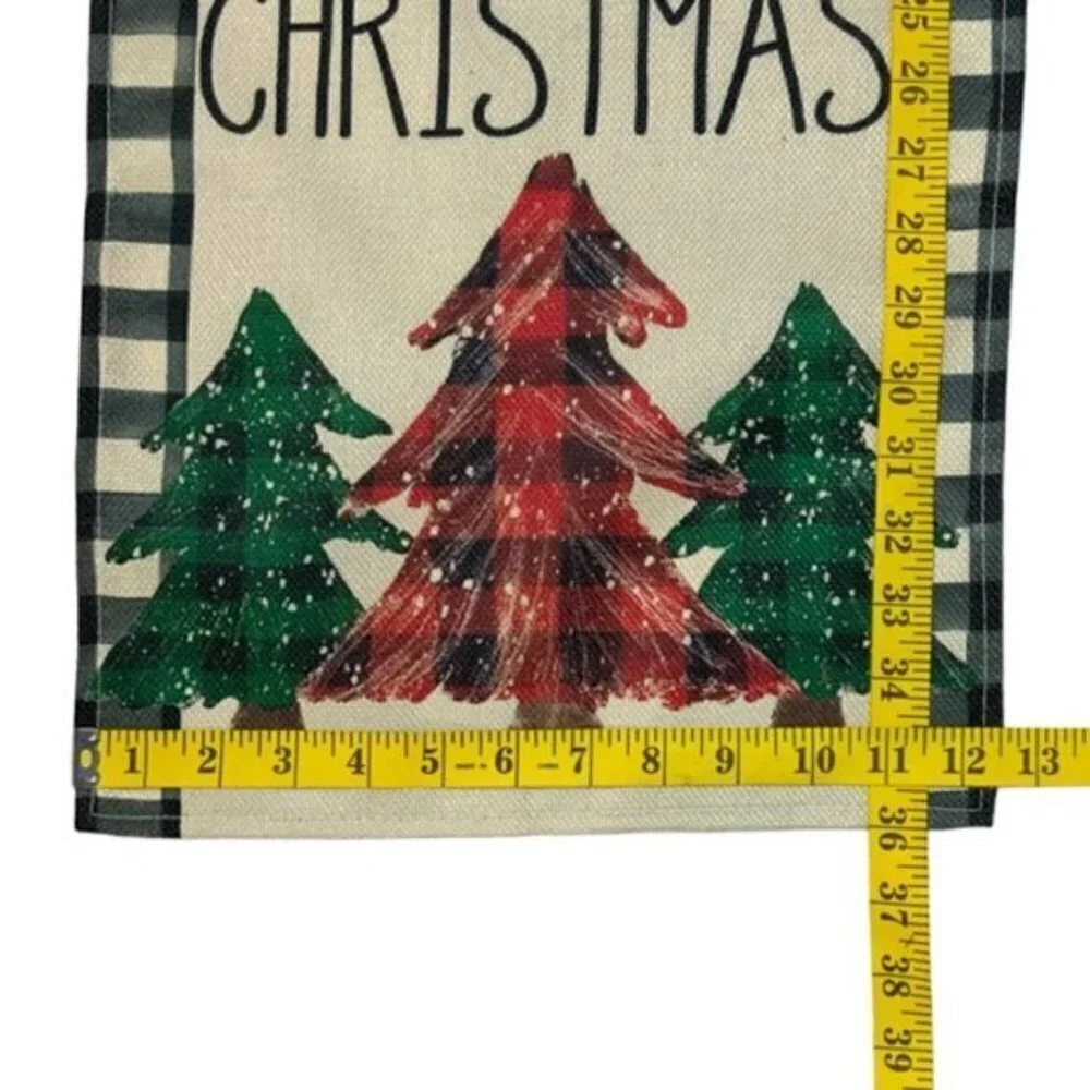 Table Runner Christmas Farmhouse Merry Christmas Buffalo Plaid Check Black White